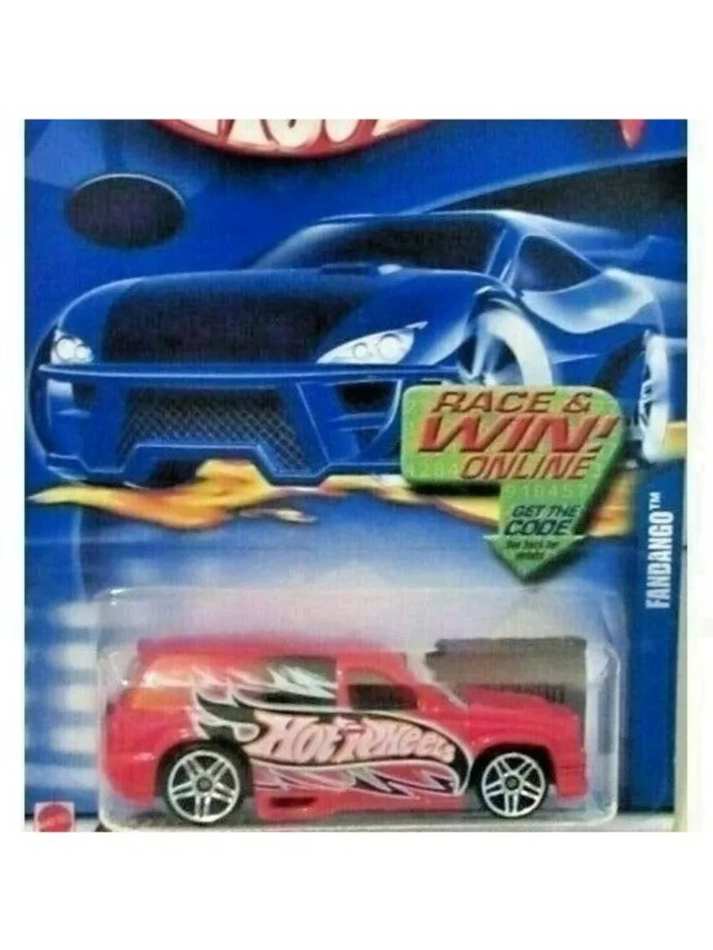 Vintage Die Cast Hot Wheels 2001 Fandango Red Metal Car NISP Factory Print ERROR